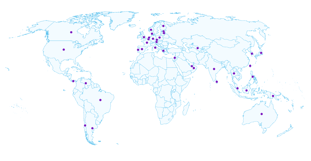 World map showing Heiko Stribl's running locations across five continents